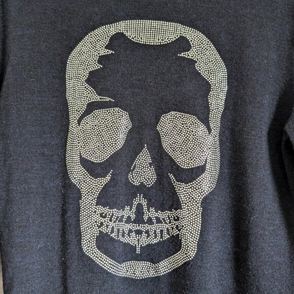 Zadig and Voltaire Miss M Skull Merino Wool Sweater XS Navy Blue Silver Crystal - Picture 3 of 7